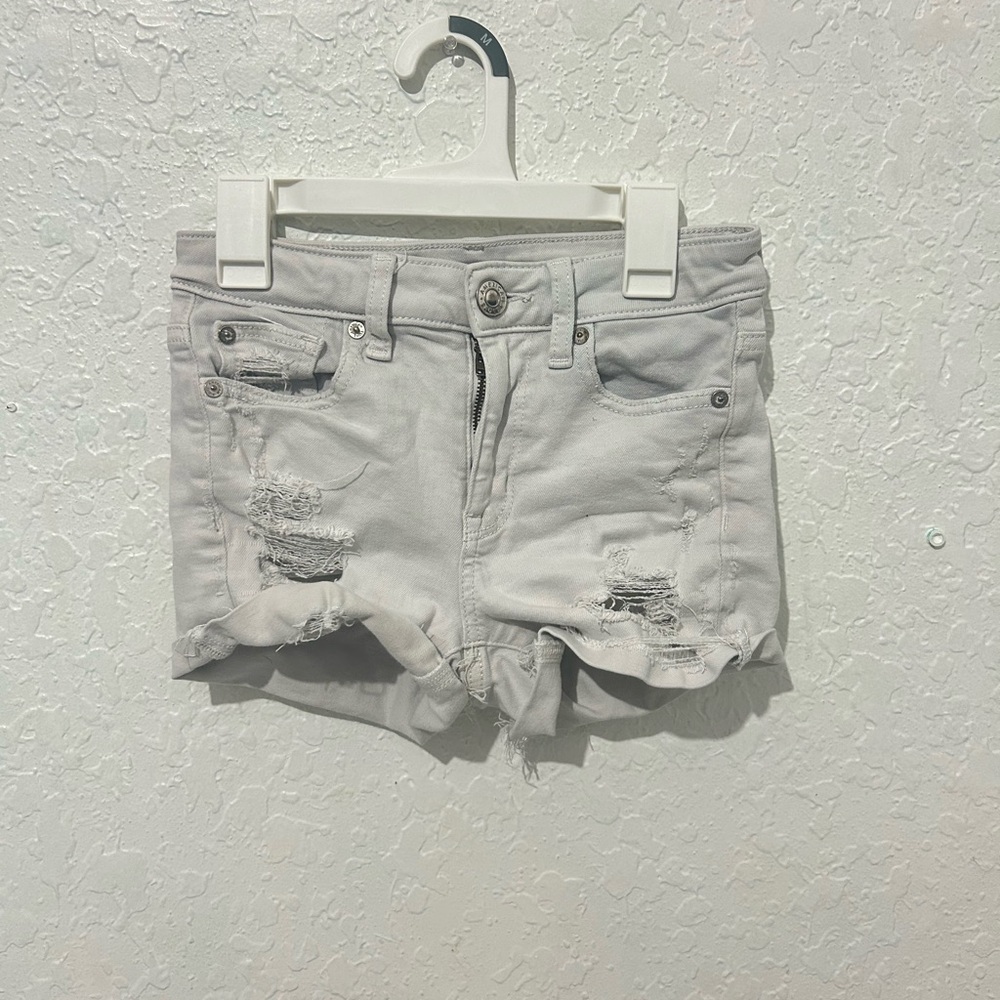 american eagle white jean shorts size 00